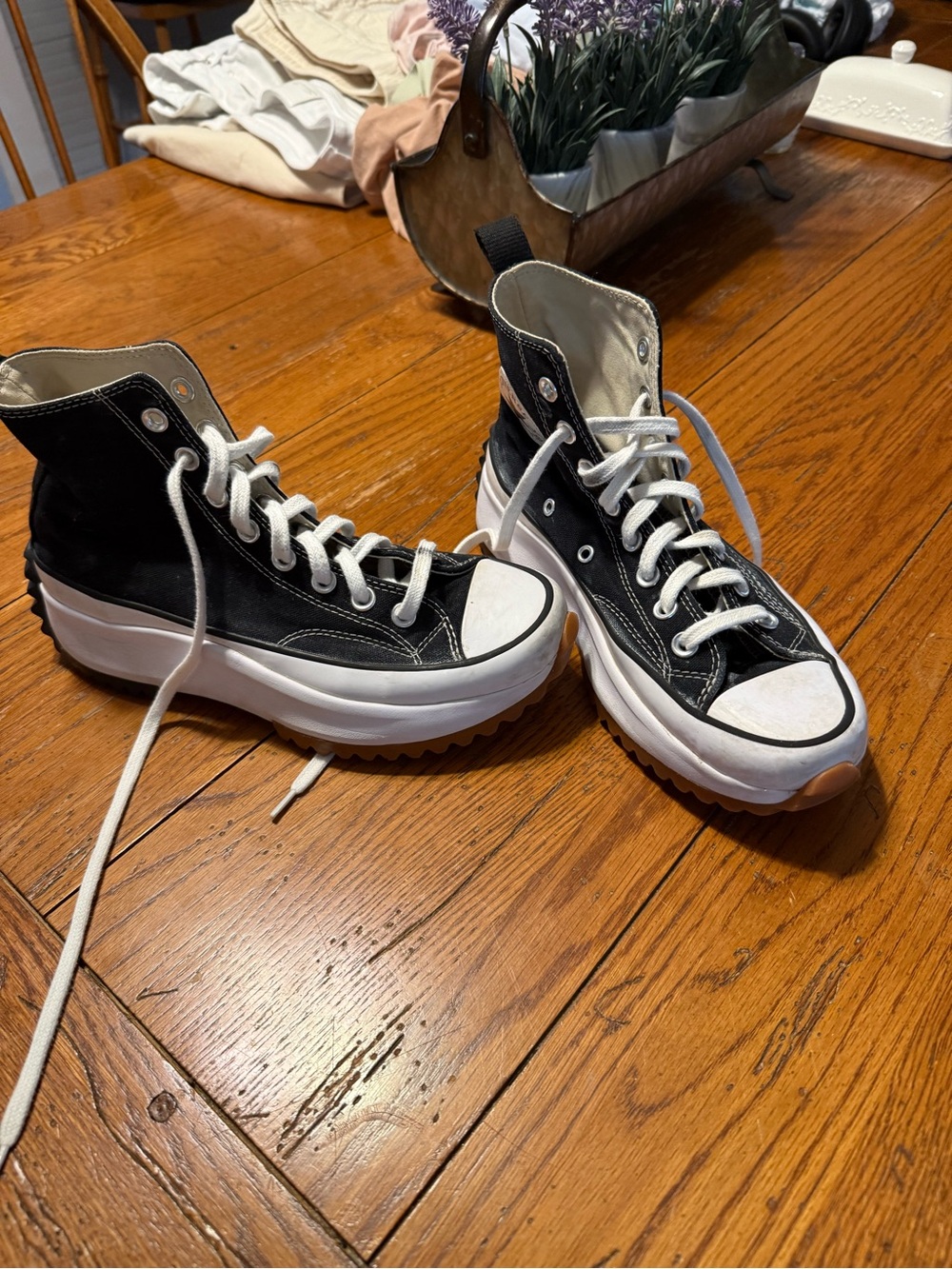 Converse Black and White Platform High-Top Sneakers